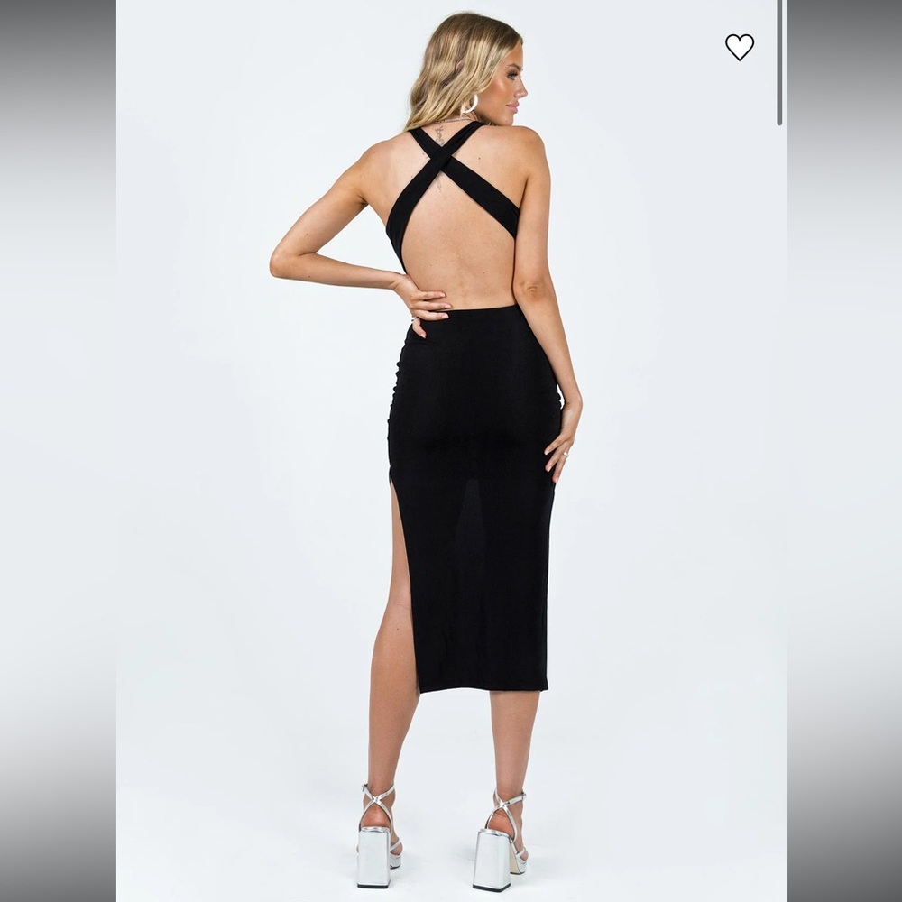 Princess Polly Moonare Midi Dress Black Size 4 Never Worn - Picture 4 of 5